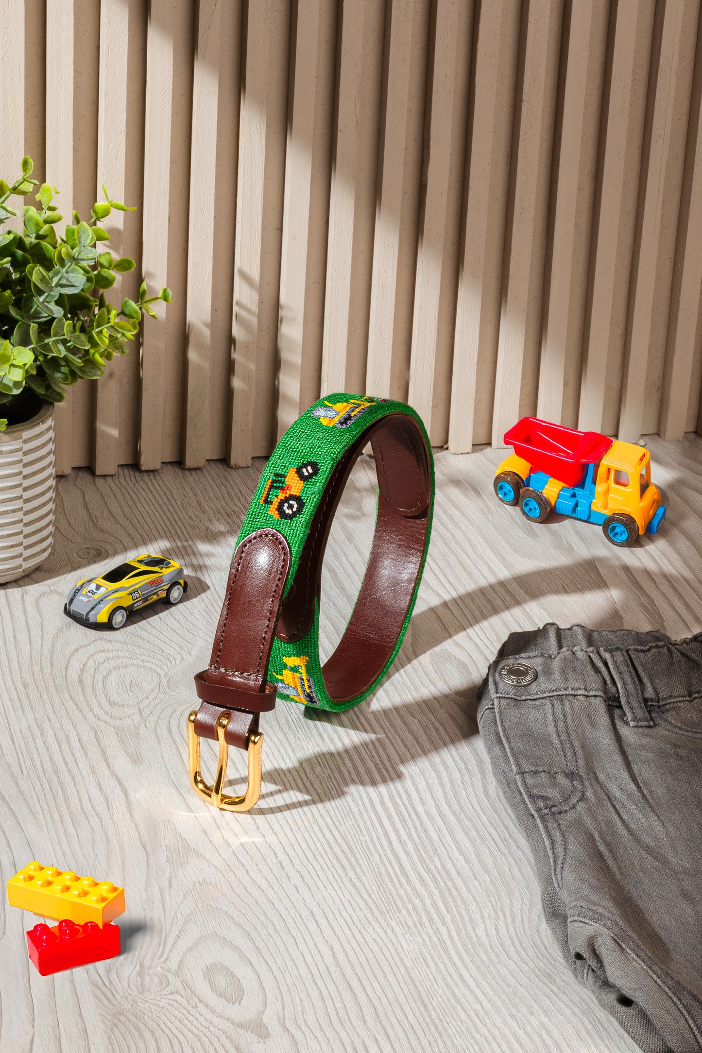 Construction Machines Childrens Needlepoint Belt