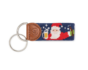 Boozy Santa Needlepoint Keychain
