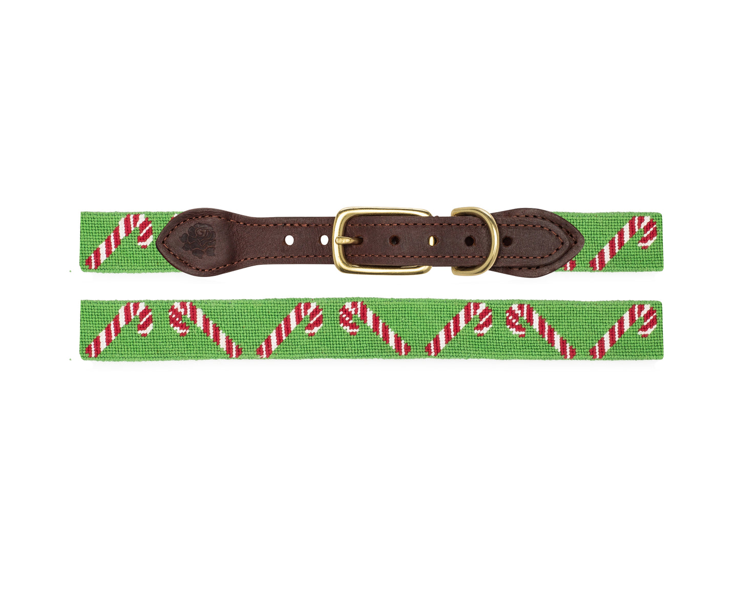Candy Cane Needlepoint Dog Collar