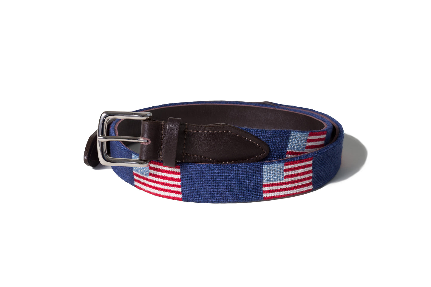 American Flag Needlepoint Belt on Navy Blue