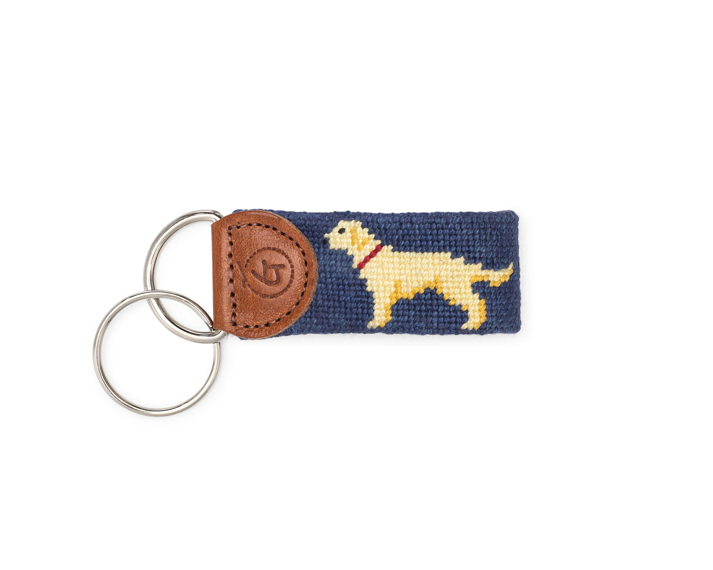 Yellow Lab Needlepoint Keychain (Navy)