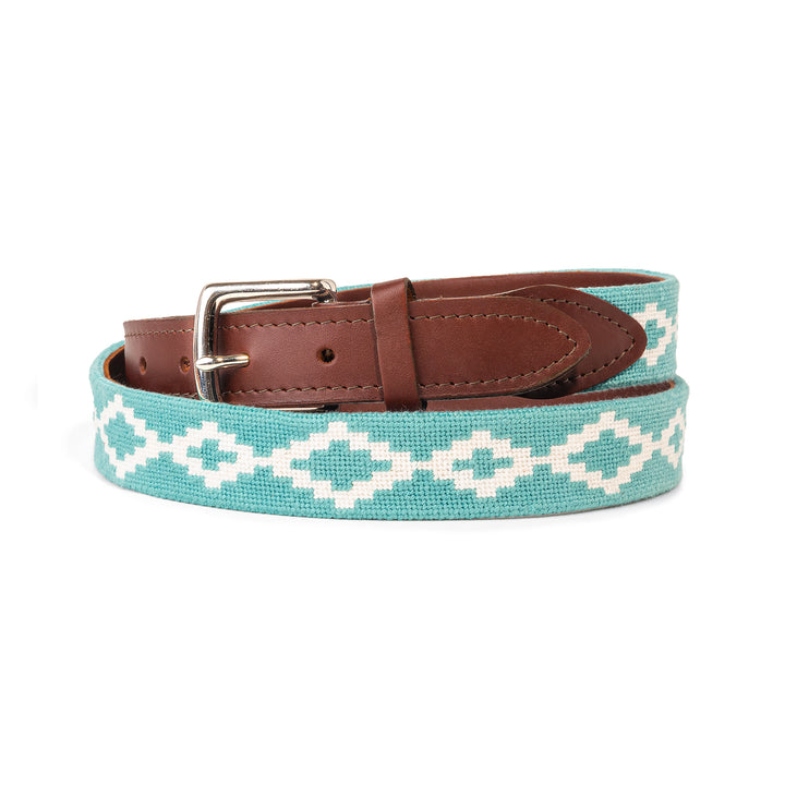 Teal Lattice Needlepoint Belt