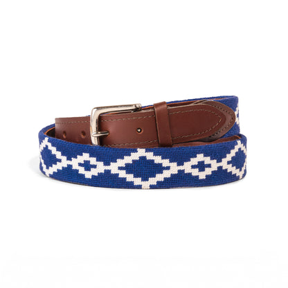 Navy Blue Lattice Needlepoint Belt