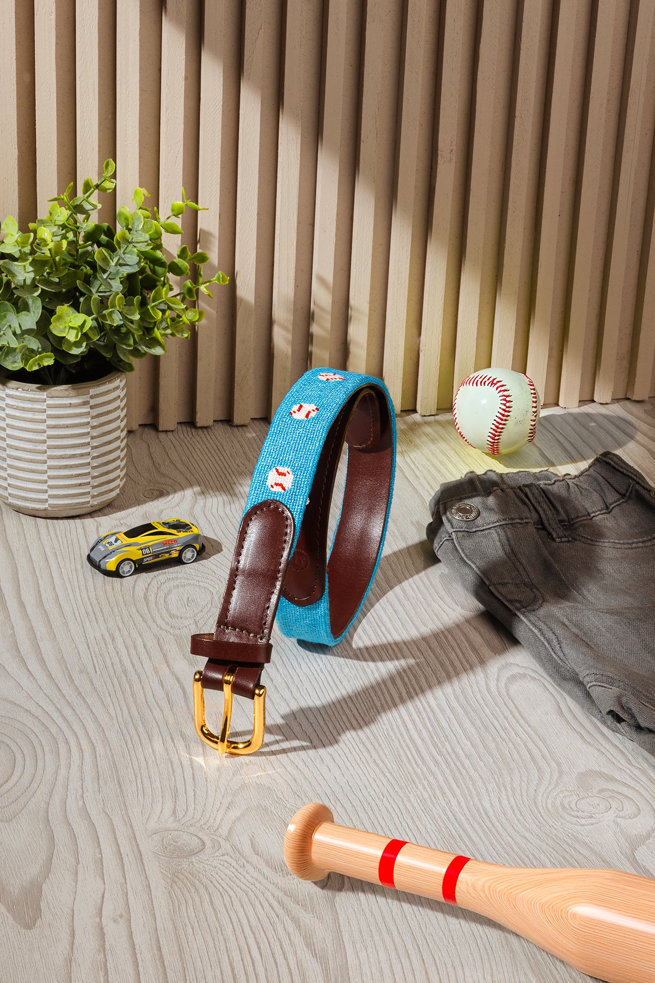 Baseball Kids Needlepoint Belt