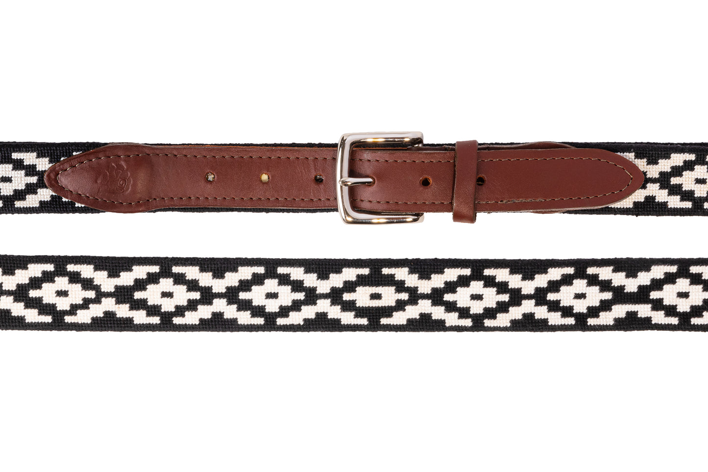 Black and White Aztec Needlepoint Belt