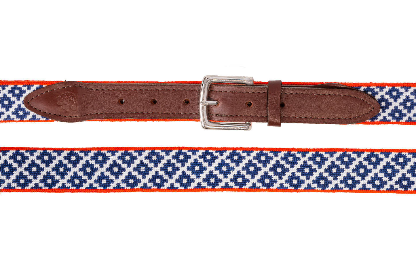 Navy Blue Miniature Lattice Needlepoint Belt