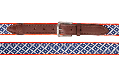 Navy Blue Miniature Lattice Needlepoint Belt