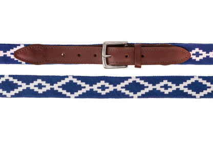 Navy Blue Lattice Needlepoint Belt