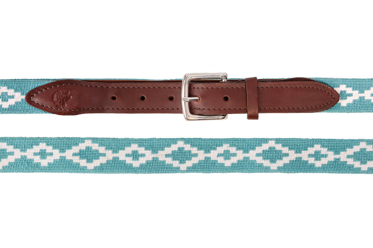 Teal Lattice Needlepoint Belt