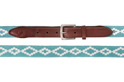 Teal Lattice Needlepoint Belt