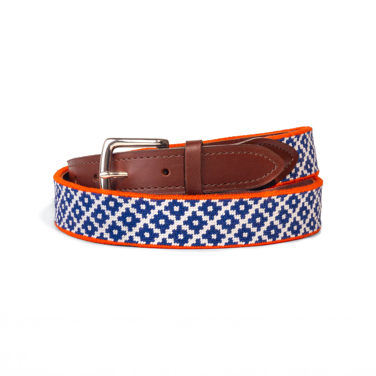 Navy Blue Miniature Lattice Needlepoint Belt