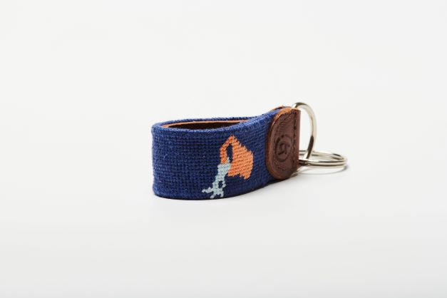Hand-stitched needlepoint keychain gift from Good Threads