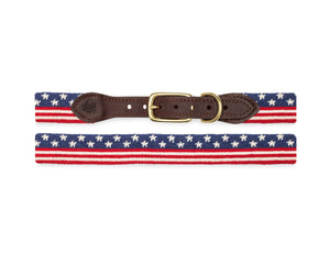 Continuous American Flag Needlepoint Dog Collar