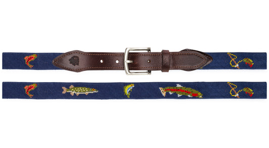 Gone Fishing Needlepoint Belt