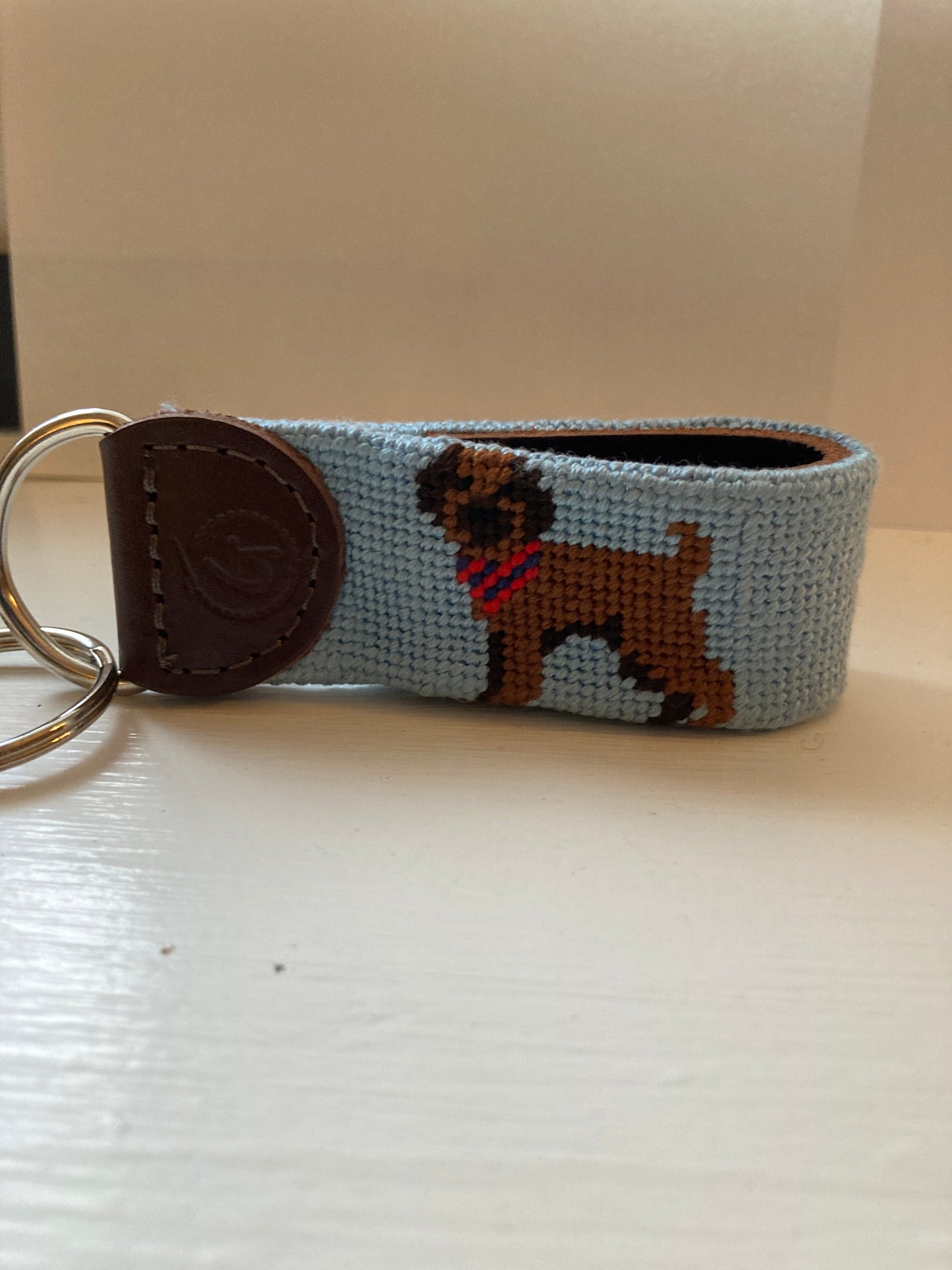 Labradoodle Needlepoint Keychain