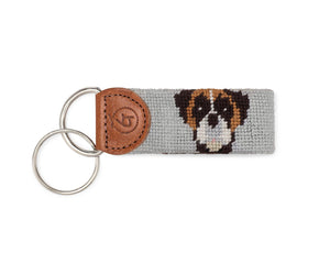 Boxer Needlepoint Keychain