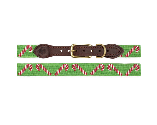 Candy Cane Needlepoint Dog Collar