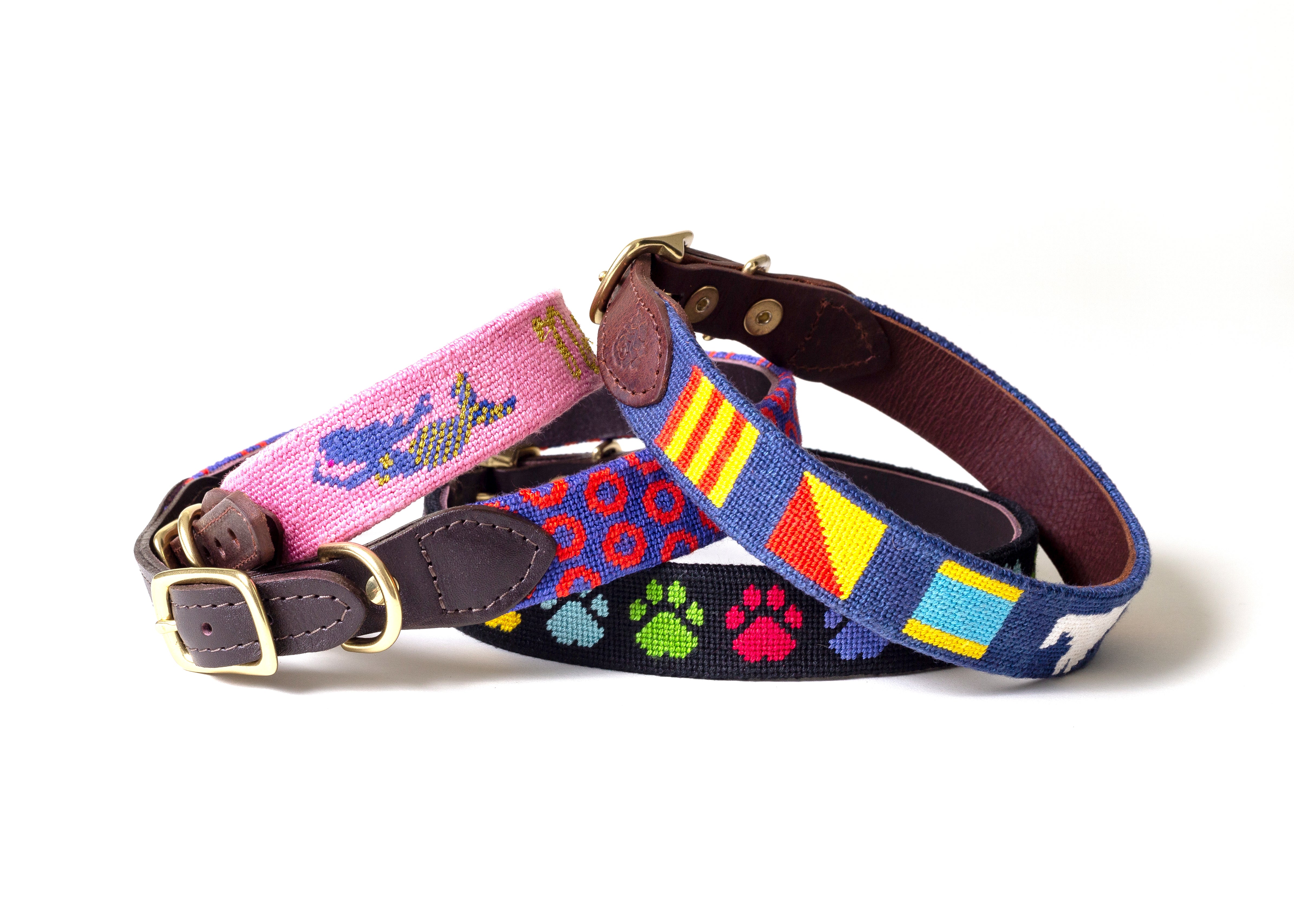 Preppy Needlepoint Dog Collars