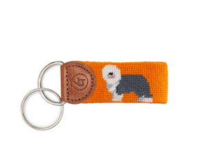 Old English Sheepdog Needlepoint Keychain