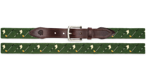 Golf Flags Needlepoint Belt (Navy and Green backgrounds available)