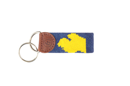 Michigan Silhouette Needlepoint Keychain