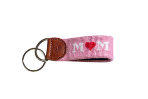 I Heart Mom Needlepoint Keychain