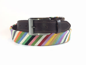 Multi-Colored Stripes Needlepoint Belt