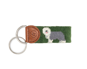 Old English Sheepdog Needlepoint Keychain