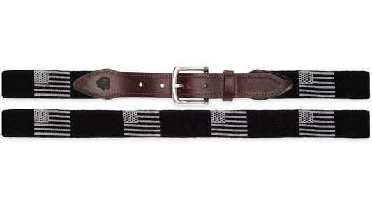 American Flag Belt Needlepoint Belt in Black