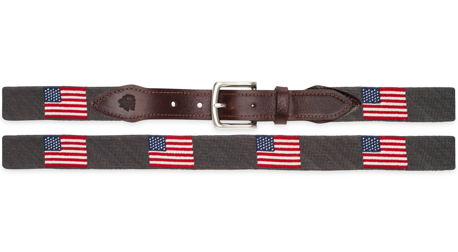 American Flag Needlepoint Belt in Dark Gray