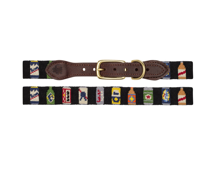 Beer bottle needlepoint dog collar