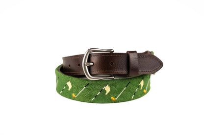 Golf Flags Needlepoint Belt (Green)