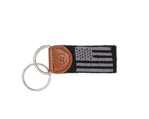 American Flag Needlepoint Keychain (Black)