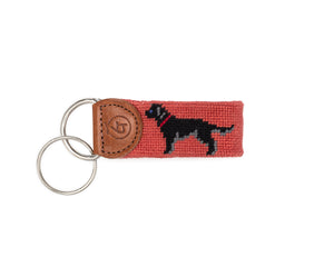 Black Lab Needlepoint Keychain (Salmon)