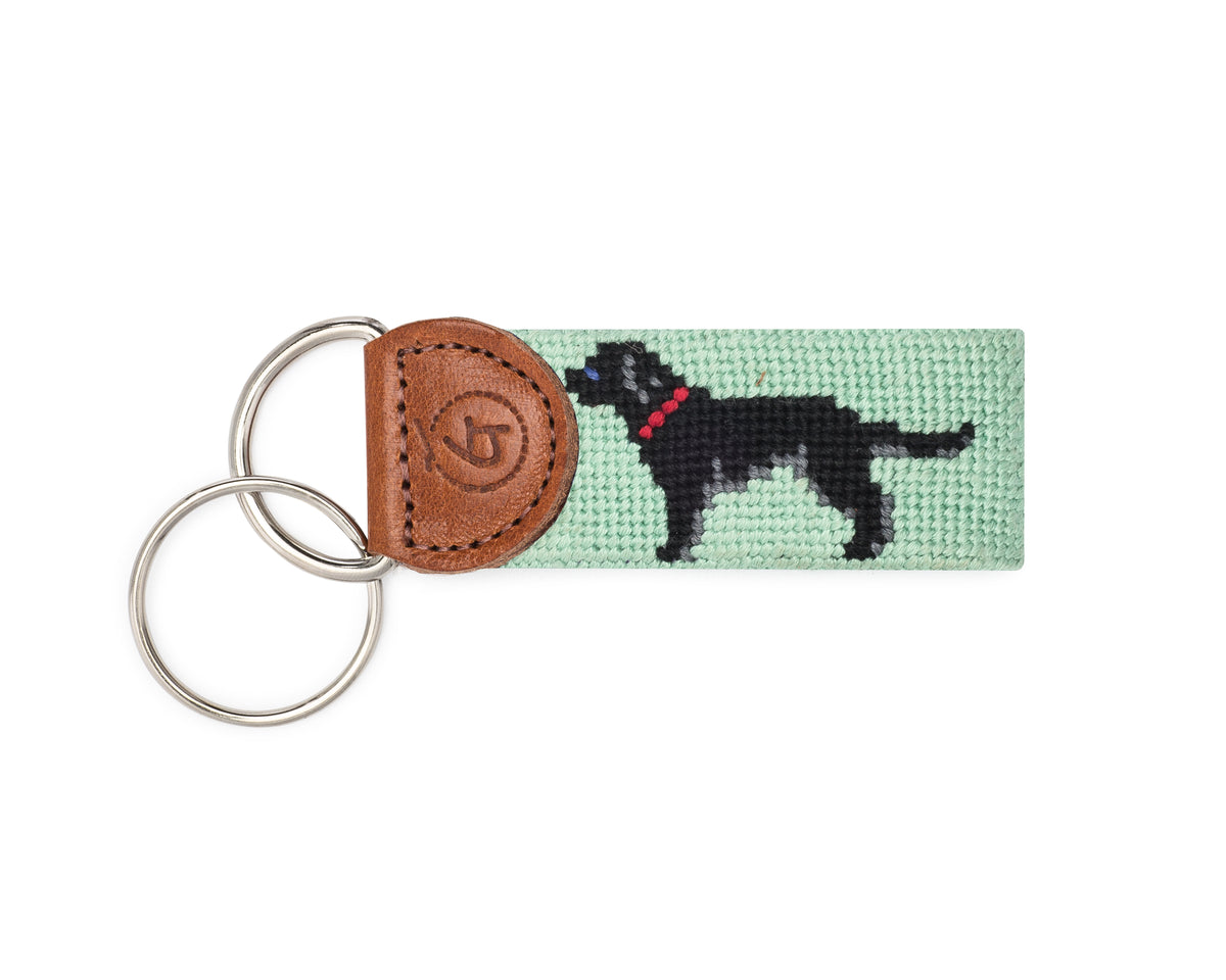Black Lab Needlepoint Keychain (Mint)