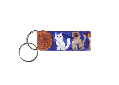 Cat Lovers Needlepoint Keychain