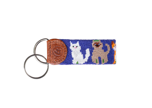 Cat Lovers Needlepoint Keychain