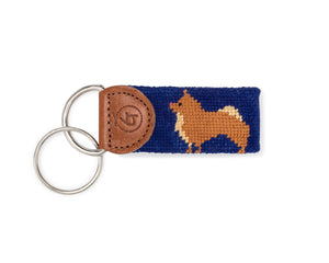 Pomeranian Needlepoint Keychain