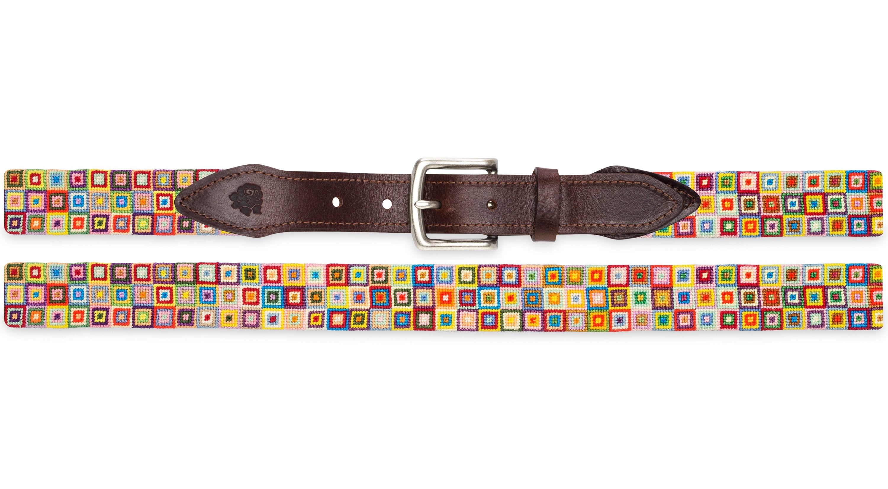 Multi-Colored Squares Needlepoint Belt – Good Threads