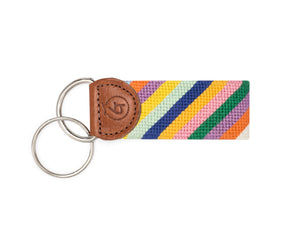 Multi-Colored Stripes Needlepoint Keychain