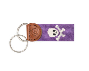 Skull And Crossbones Needlepoint Keychain (Purple)