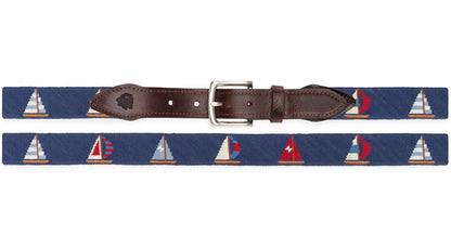 Sailboat Needlepoint Belt (Navy)
