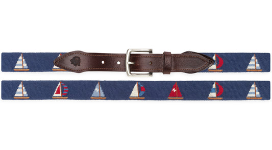 Sailboat Needlepoint Belt (Navy)