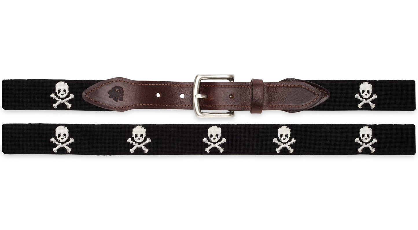 Skull And Crossbones Needlepoint Belt