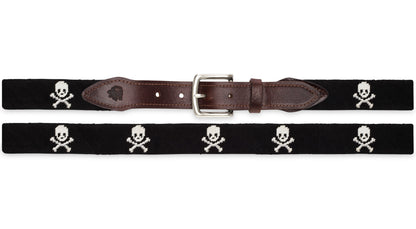 Skull And Crossbones Needlepoint Belt