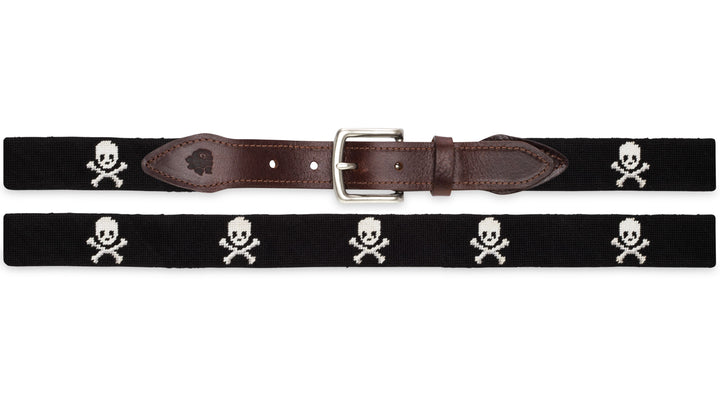 Skull And Crossbones Needlepoint Belt