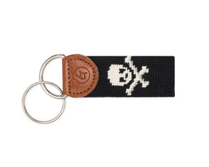 Skull And Crossbones Needlepoint Keychain (Black)